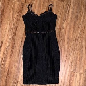 Lace black dress.